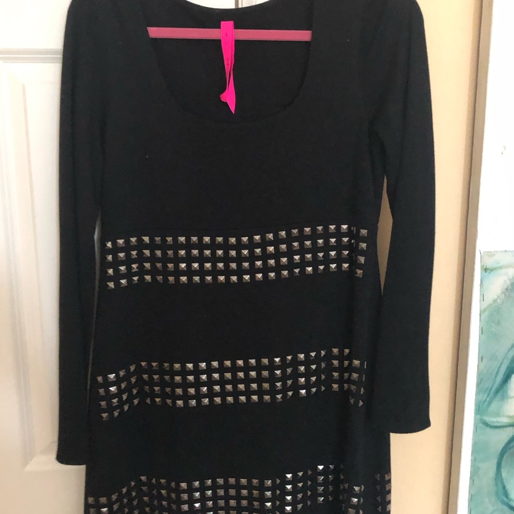 Bailey 44 Black, Jeweled Long-Sleeve Shift Dress